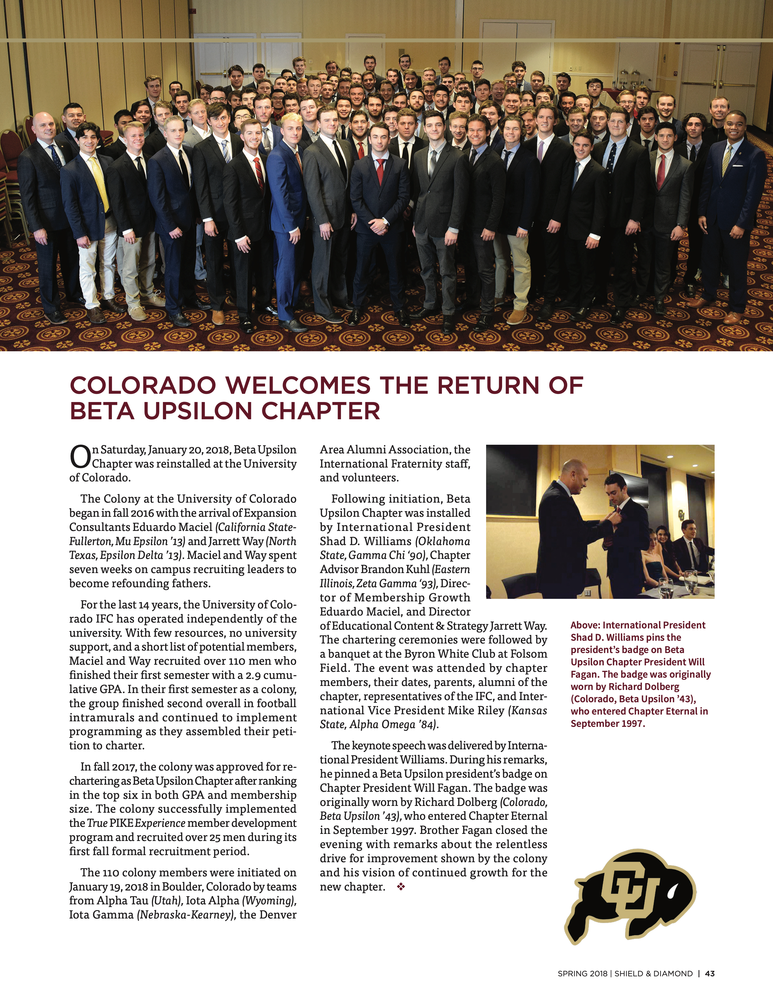 Expansion: Colorado Welcomes the Return of Beta Upsilon Chapter, Spring 2018